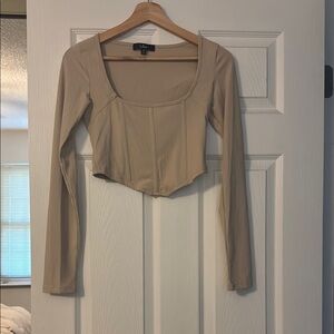 Lulu's Beige Long Sleeve Bodysuit